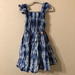 Angel & Rocket Etta Tie Dye Blue Tiered Ruffle Dress - Size 5